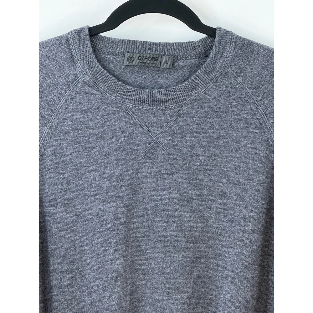 G/Fore Golfcore 100% Wool Crewneck Sweater Mens Large Gray Old Money Preppy